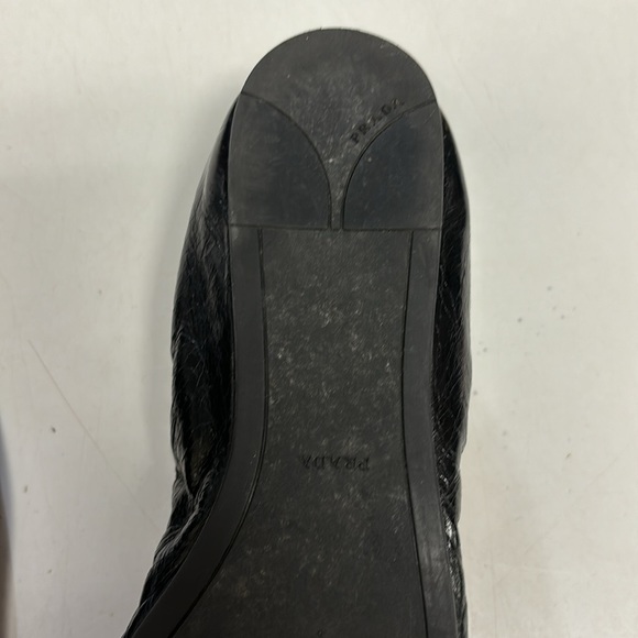 EUC PRADA logo cap toe black leather ballet flat shoes 39 - Picture 7 of 9